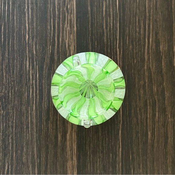 Vtg Murano Venetian Glass Green White Zanfirico Latticino Adventurine Mini Vase - Picture 3 of 4